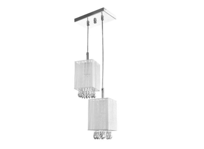 lustre sala cganza duplo quadrado cristal acrílico branco