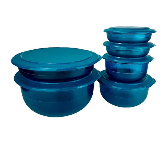 Kit Tupperware PDA 12/2022 Tigela Cristal 6 peças Verde Mistério