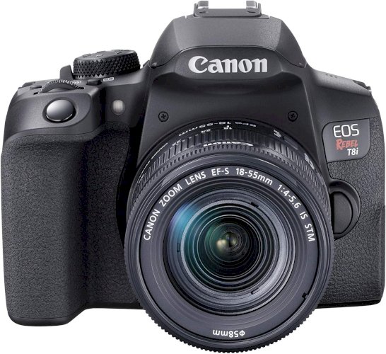 Canon EOS Rebel T8i EF-S 18-55 mm é kit de lentes STM, preto